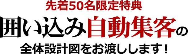 先着50名様限定特典　囲い込み自動集客の全体設計図をお渡します！